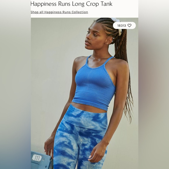 NWOT Free People Happiness Runs Long Crop Top Blue Size XS/Small - Picture 5 of 9